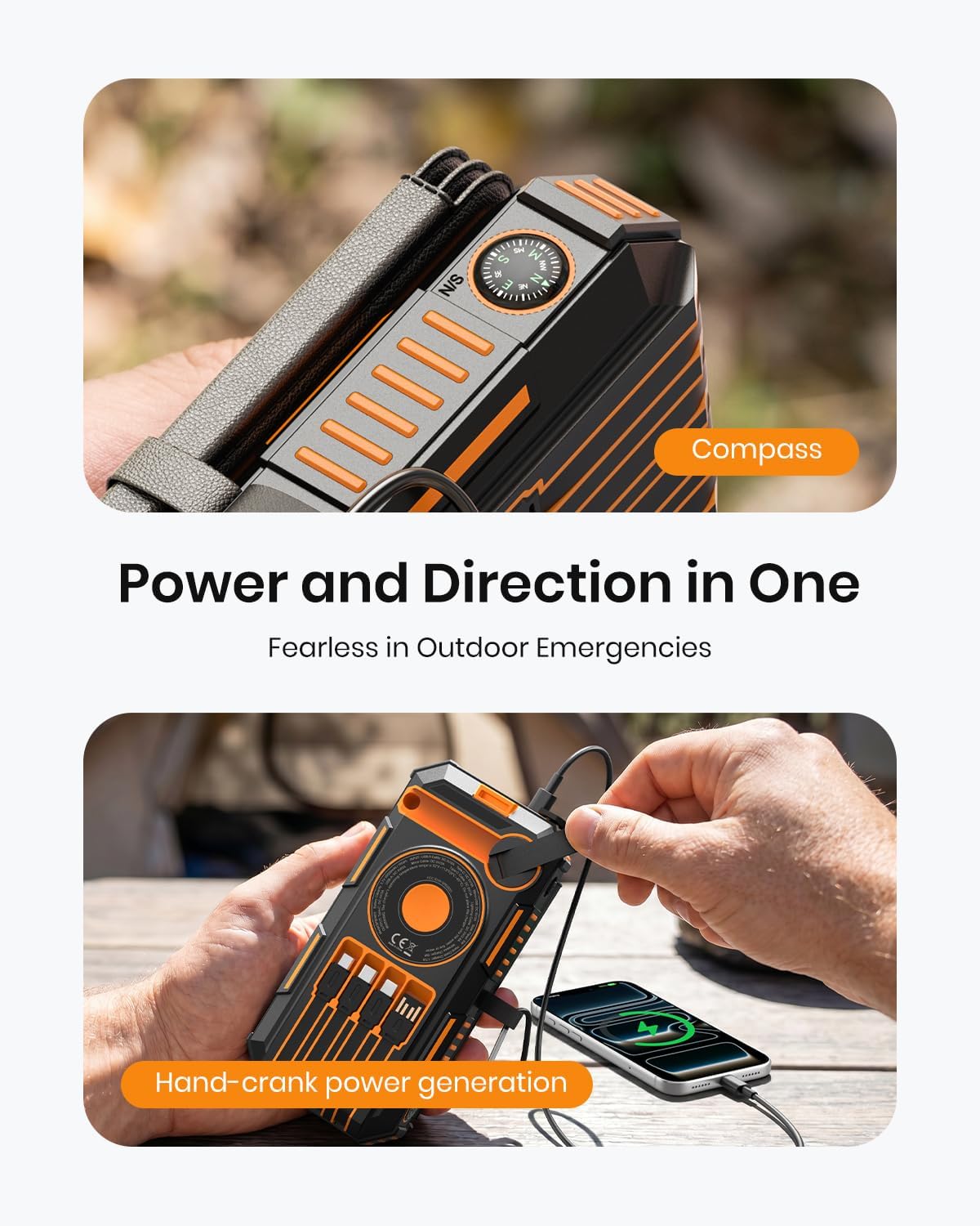 FEELLE Solar Power Bank 50000mAh Magnetic Portable Charger with Hand Crank - Image 6