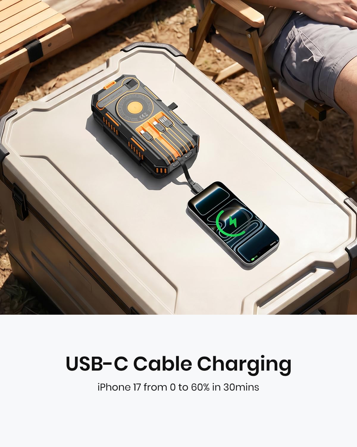 FEELLE Solar Power Bank 50000mAh Magnetic Portable Charger with Hand Crank - Image 8